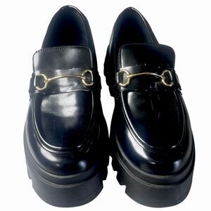 ASOS Design Black Loafers with Gold Accent Sz 9